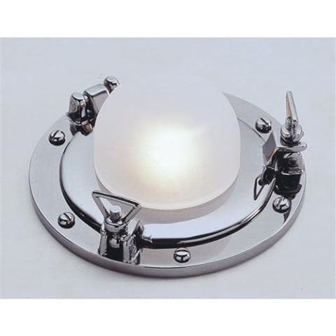 Licht-Erlebnisse Verchromte Einbau Deckenlampe LED aus Messing Glas Bullauge Schiffslampe Badezimmer Flur Wohnzimmer