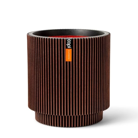 Capi Europe - Gefäß Zylinder Groove NL - 35x38 - Kupfer - Öffnung Ø29 - Blumentopf für den Innen- und Außeneinsatz - Bruchsicher - 100% recycelbar - KGVCO882