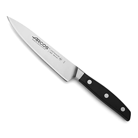 Arcos Chefmesser Geschmiedet Edelstahl - Professionelles Küchenmesser zum Kochen, Ergonomischer Griff aus Polyoxymethylen, Klinge 150 mm - Schwarz, Serie Manhattan