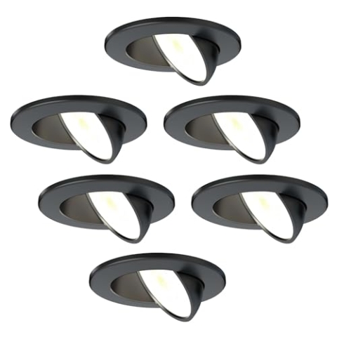 Ledvion - 6X LED Einbaustrahler, Schwarz, Dimmbar, 5W, IP65, CCT, COB, Ø75mm, 5 Jahre Garantie