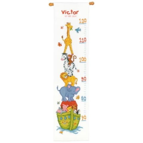 VERVACO Gezählter Kreuzstich Stickpackungen Stickset Baby Geburt Arche Noah Wanddekoration Handarbeit Set für Erwachsene Kreatives Handwerk ca. 18 x 70 cm Geburt Geschenk Hausdeko