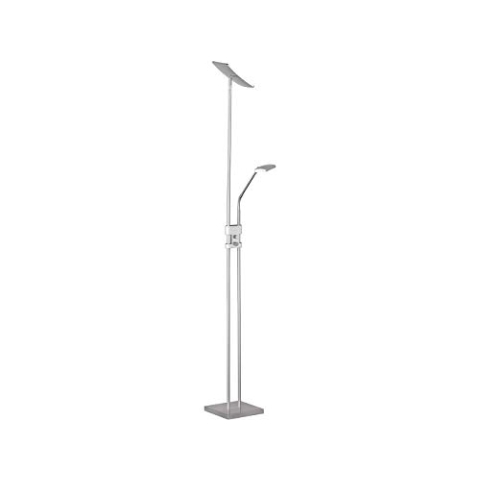 Reality Leuchten Deckenfluter dimmbar mit Leselicht einzeln schaltbar, Silber matt 185cm