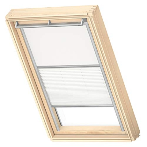 VELUX Original Dachfenster Duo Verdunkelungsrollo für P06, Weiß, mit Grauer Führungsschiene