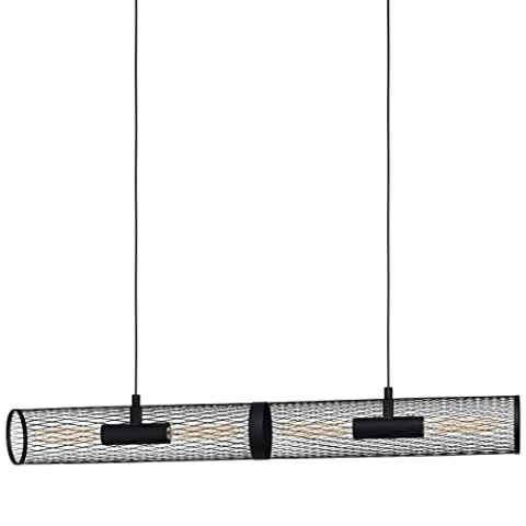 EGLO Pendelleuchte Redcliffe, 4 flammige Hängelampe Industrial, Hängeleuchte aus Metall in Schwarz, Esstischlampe, Wohnzimmerlampe hängend mit E27 Fassung