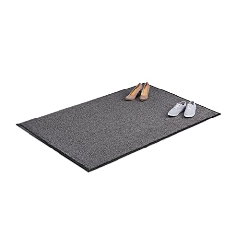 Relaxdays Schmutzfangmatte grau, Fußmatte Innen, Schmutzmatte groß, Fußabtreter dünn, Türmatte 120x180 cm, schwarz-grau