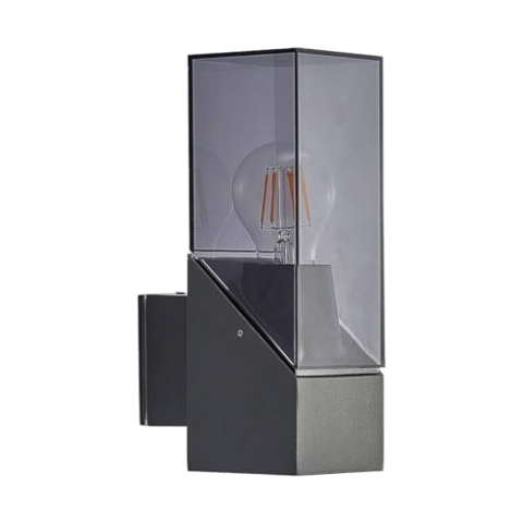Lucande Wandleuchte außen Fiola (spritzwassergeschützt (Modern) in Schwarz aus Aluminium (1 flammig, E27) - Außenwandleuchten Wandlampe Led Außenlampe Outdoor für Außenwand/Hauswand