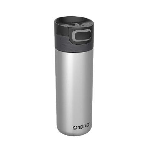 Kambukka Thermobecher 500ml - Kaffeebecher to go aus Edelstahl - Auslaufsicher & dicht - Isolierbecher, Travel & Coffee mug - hält 9h heiß/ 18h kalt - Modell ETNA SILVER