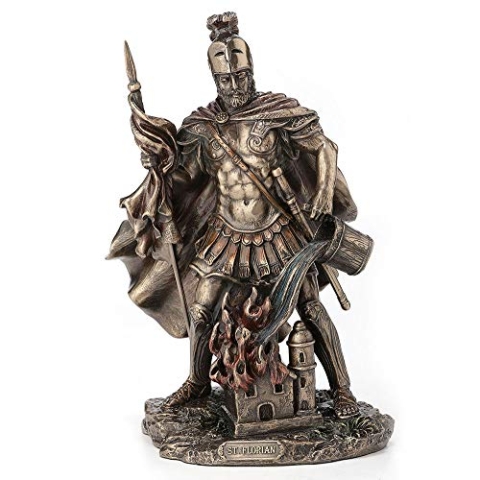 Veronese Design Heiliger Florian Schutzpatron der Feuerwehrmann, antikes Bronze-Finish, christliche, heilige römische Statue, 22,9 cm