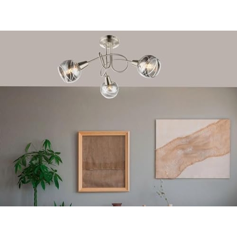 Trango 3-flg. Deckenleuchte 1010-38SD Edelstahl-Optik schwenkbar *WOW* inkl. 3x 3-Stufen dimmbar LED-Leuchtmittel 3000K warmweiß Deckenlampe mit Design rauchigen Glasschirmen Wohnzimmer Deckenstrahler