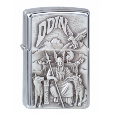 Zippo Feuerzeug 1300097 Viking Odin Emblem Benzinfeuerzeug, Messing, Chrome