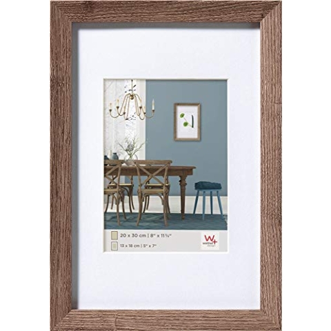 walther design Bilderrahmen nussbaum 50 x 60 cm mit Passepartout, Fiorito Holzrahmen EF060N