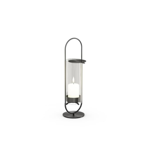 höfats - OVAL Candle 35 schwarz - Windlicht zum Aufstellen oder Hängen - Kerzenständer aus Edelstahl und Glas - Kerzenhalter für Stumpenkerzen bis 10 cm - leichte Reinigung - Höhe 35 cm
