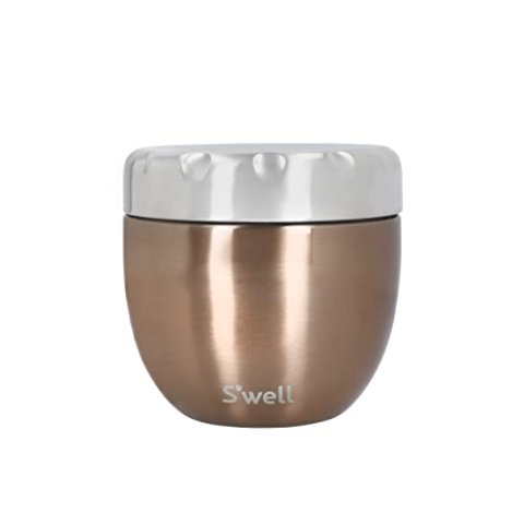 S'well Eats 2-in-1 Futternapf mit Schraubdeckel, 636 ml, Pyrit, dreifach isolierte und auslaufsichere Lebensmittelflasche für unterwegs bis zu 11h kalt/7h heiß, Pyrite