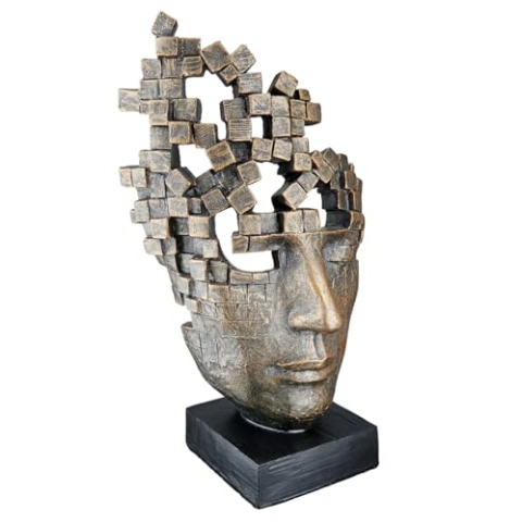 Casablanca Deko Figur Skulptur Mann Gesicht - Dekofigur aus Kunstharz Farbe: Bronze - Dekoration Geschenk Geburtstag Höhe 30 cm