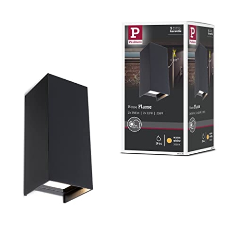 Paulmann 94326 LED Außenleuchte Außenwandleuchte Flame 2er Set IP44 eckig incl. 2x2,8 Watt Anthrazit Aluminium 3000 K