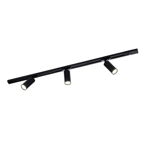 Ledvion - LED Stromschienenbeleuchtung 1M + 3 Stromschienenstrahler (5W, 2700K, Schwarz, Dimmbar), 1-phasige Stromschienenleuchte