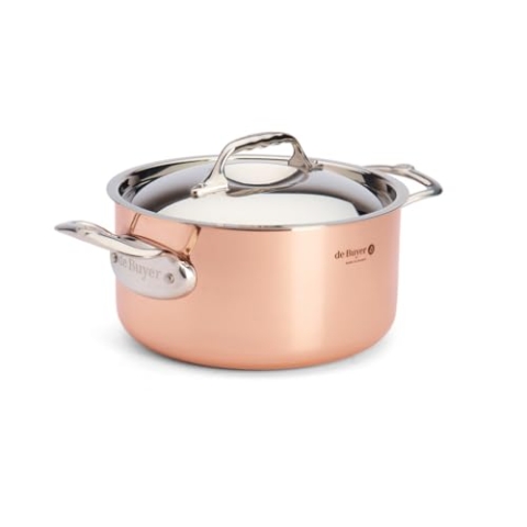 de Buyer - Kochtopf aus Kupfer mit Deckel PRIMA MATERA - 20 cm - 6242.20, Kupferbraun