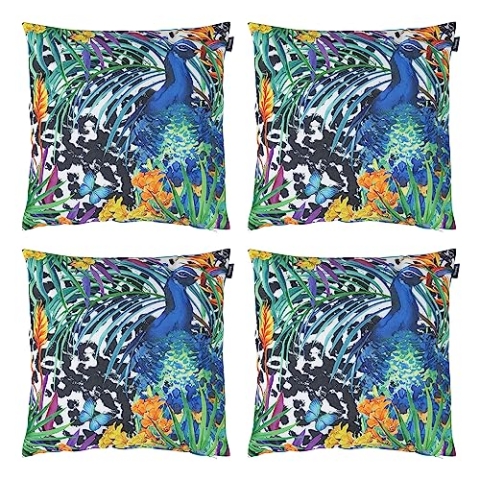 Bean Bag Bazaar Outdoor Kissen, Blumen Sammlung, 4-er Pack, Wasserabweisend Stoff, Garten Kissen mit Füllung, 43cm x 43cm, Dekokissen für drinnen und draußen, Lounge, Garten, Terrasse