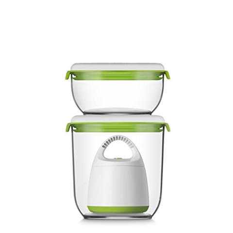 fosa Starter-Kit – Patentiertes Innovatives Vakuum-Lebensmittelaufbewahrungssystem – Turtle Kompakter Vakuumierer/Pumpe + 2 Premium-Lebensmittelbehälter