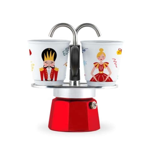 Bialetti Nussknacker, Moka Mini Express mit 2 Tassen, Porzellan
