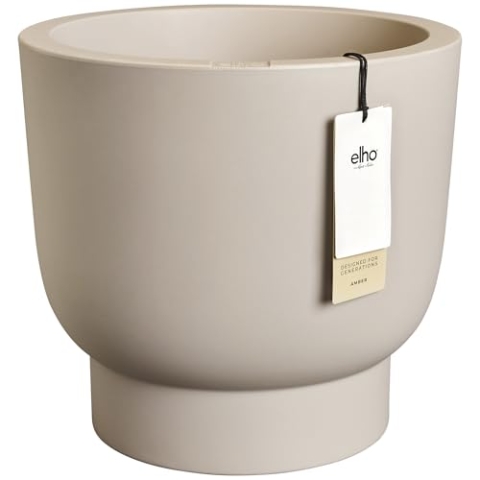 elho Amber Grail 40 - Blumentopf für Innen und Außen - 100% Recyceltem Plastik - Ø 38 x H 36 cm - Beige/Balanced Beige