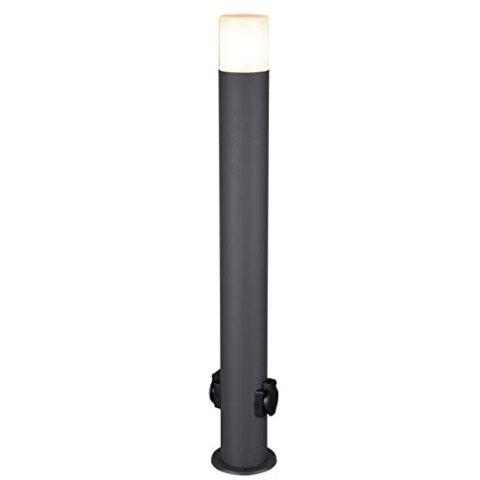 Trio Leuchten Außen Pfosten Hoosic 424067142, Aluminium Druckguss anthrazit, Kunststoff weiß, exkl. 1x E27, zwei Steckdosen