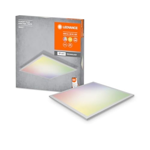 LEDVANCE Smarte LED Panel Leuchte mit WiFi Technologie für Innen, Lichtfarbe änderbar (3000-6500K), RGB Farben änderbar, 600mm x 600mm, Kompatibel mit Google und Alexa, SMART+ PLANON PLUS MULTICOLOR