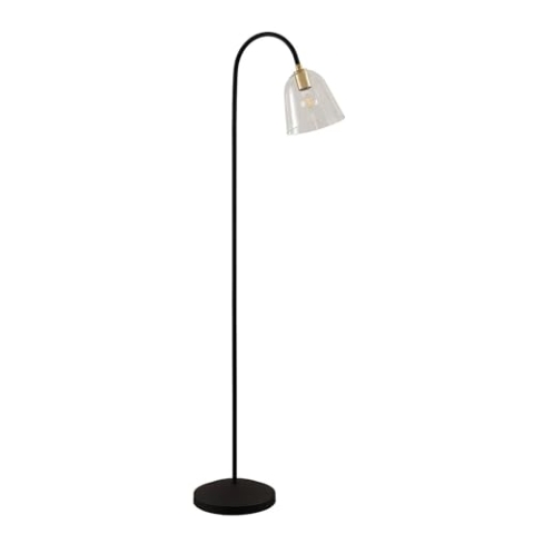 Lucande Stehlampe Anjita (Retro, Vintage Antik) in Schwarz aus Glas (1 flammig E27) - Design Stehleuchte Floor Lamp Standleuchte Wohnzimmerlampe Wohnzimmerleuchte