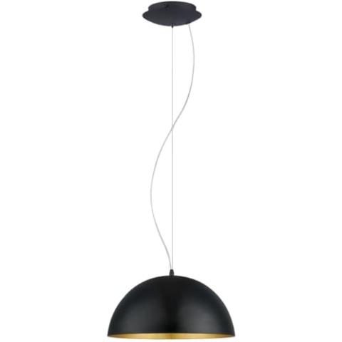 EGLO Pendellampe Gaetano 1, 1 flammige Pendelleuchte, Hängelampe aus Stahl, Farbe: Schwarz, gold, Fassung: E27, Ø: 38 cm
