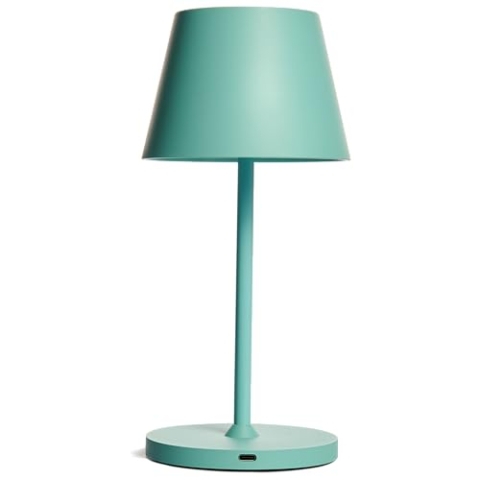 ROLF KERN LED Tischlampe | CLUB 25cm | Aufladbarer Akku Tischleuchte ohne Kabel, dimmbar per Touch, IP54 für Innen und Außen geeignet 2700K warmes Licht mit USB Ladekabel türkis