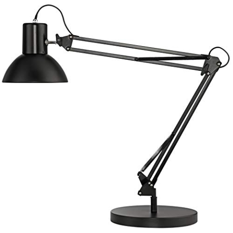 Unilux Success LED Schreibtischlampe 80, LED E27 austauschbar, schwarz mit Standfuß und Tischklemme