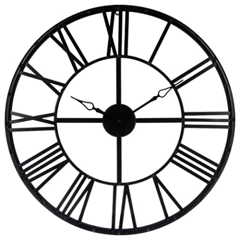 Atmosphera Große Wanduhr aus Metall im Vintagestil - Durchmesser 70 cm - Farbe SCHWARZ