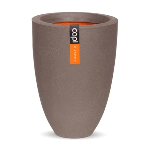 Capi Europe - Gefäß elegant niedrig Smooth NL - 36x48 - Warm Taupe - Öffnung Ø27 - Blumentopf für den Innen- und Außeneinsatz - Bruchsicher - 100% recycelbar - KWT782