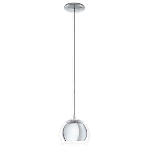 EGLO Pendelleuchte Rocamar, 1 flammige Hängelampe, Hängeleuchte aus Metall in Chrom und Glas in Klar, Esstischlampe, Wohnzimmerlampe hängend mit E27 Fassung