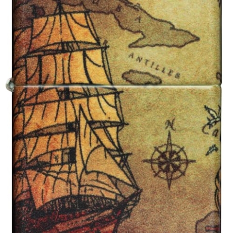 ZIPPO – Sturmfeuerzeug, Pirate Ship, 540° Color Image, White Matte, nachfüllbar, in hochwertiger Geschenkbox