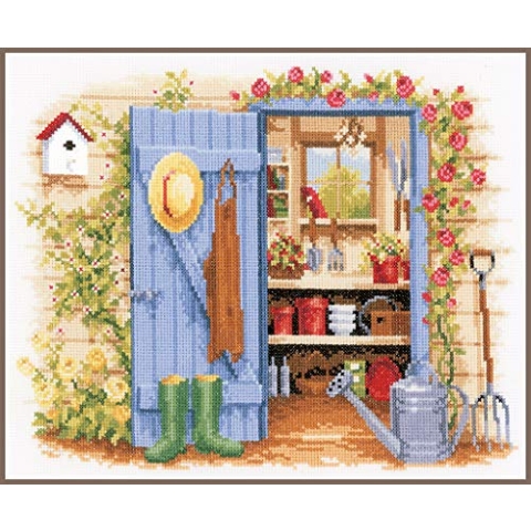 VERVACO Gezählter Kreuzstich Stickpackungen DIY Stickbilder Mein Gartenhäuschen Wanddekoration Handarbeit Set für Erwachsene Kreatives Handwerk ca. 32 x 26 cm Kreuzstichbilder Set Hausdeko