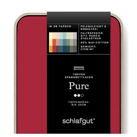 Schlafgut Pure Topper Spannbettlaken bis 200x220 cm, Red Deep aus 100% Bio-Baumwolle