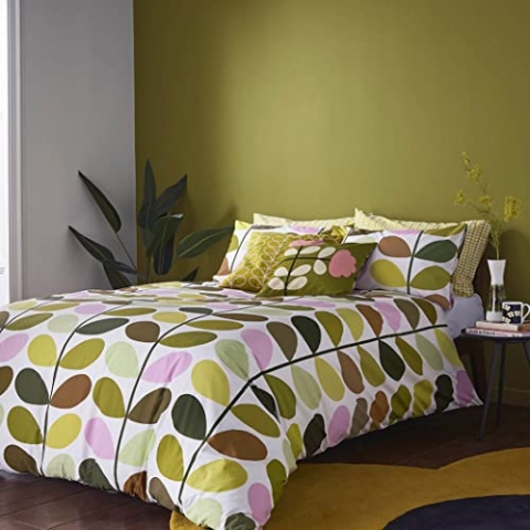 Orla Kiely Bettwäsche Multi STEM Spring 100 % Baumwolle Bettwäsche-Set – Kingsize (230 x 200 cm)