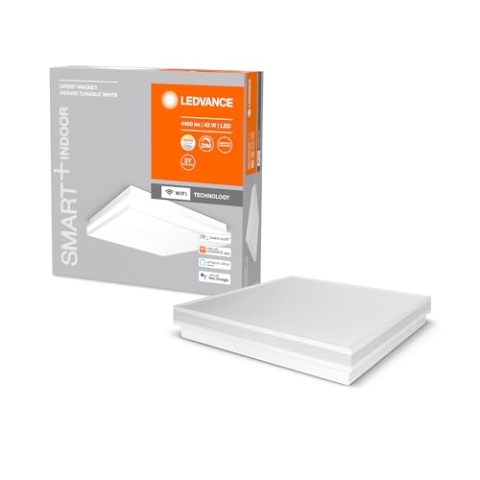LEDVANCE ORBIS MAGNET SMART+ Wi-Fi 45x45cm, dimmbare LED Deckenleuchte für den Innenbereich, 42W, Farbtemperatur 3000-6500K, 4200 Lumen, Design-Lampe mit innovativem Magnetrahmen, weiß