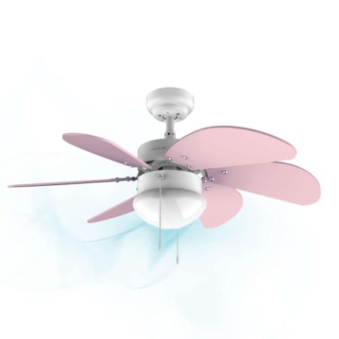Cecotec Deckenventilator EnergySilence 3600 Vision Purple, 50 W, Durchmesser 92 cm, Lampe, 3 Geschwindigkeiten, 6 Umkehrbare Klingen, Sommer-/Winterfunktion, Zugkette, Weiß