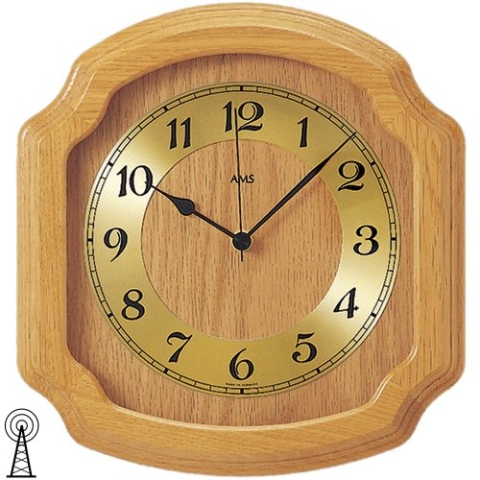 AMS Funk-Wanduhr, Holz, Mehrfarbig, 35 x 35 x 12 cm