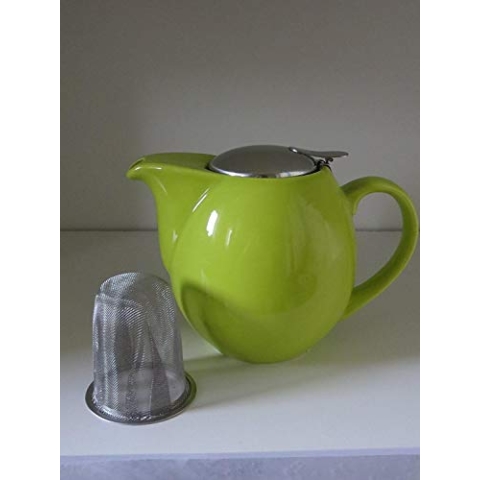 Cha Cult Kanne Saara Porzellan, Lime-Grün 0,9 l, mit Edelstahlfilter und Deckel.