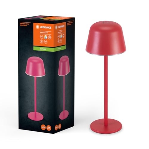 Ledvance ENDURA STYLE TABLE USB Außenleuchte, 2,5W, 200lm, Tischleuchte, magenta, wiederaufladbarer Akku, IP44 Schutzklasse, stufenloses Dimmen, Lichthelligkeits-Memory-Funktion
