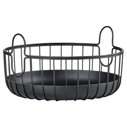 Zone Denmark Inu Korb zur Aufbewahrung, Kleiner Aufbewahrungskorb für Küche, Bad, Kinderzimmer, Home-Office, aus Metall, Durchm. 22 cm, Höhe 8 cm, Schwarz