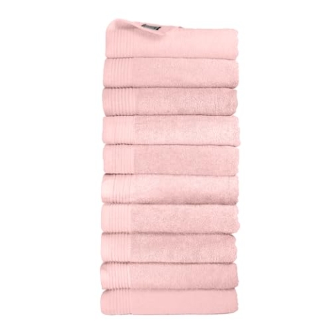 THE ONE TOWELLING Classic Handtücher - 50 x 100 cm - 10 Stück - Sparpackung - Hohe Feuchtigkeitsaufnahme - 100% gekämmte Baumwolle - Schnell trocknend - Handtuchset - Badetuch - Rosa