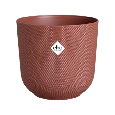 elho Jazz Round 35 cm blumentopf - Großer Pflanzentopf für den Innenbereich - 100% recycelter Kunststoff - Einzigartige Struktur - Rot/Toskanisches Rot