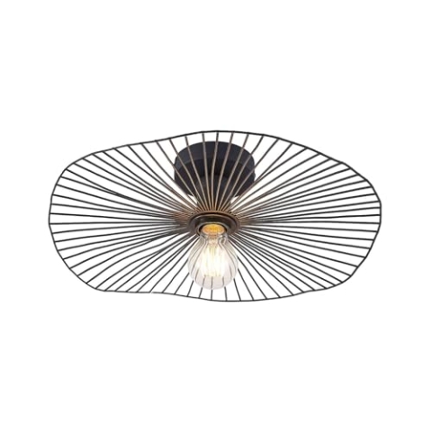 Lindby Deckenlampe Ruota (Retro, Vintage Antik) in Schwarz aus Metall (1 flammig E27) - Deckenleuchte Lampe Wohnzimmerleuchte