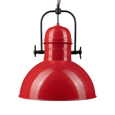 bamyum Deckenlampe Vintage Industrial Ø40 cm Rot, Küchenlampe Hängend Vintage, Hängelampe Esstisch, Deckenleuchte Pendelleuchte Esstisch, Deckenlampe Wohnzimmer, Hängelampe Küche