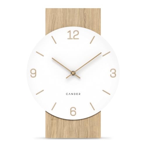 Cander Berlin MNU 2630 K Wanduhr lautlos 41 cm ohne Tickgeräusche Wohnzimmer Küche Holzfurnier Vintage weiß Holzzeiger