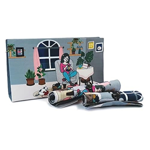 KnitPro K12843 Projekttasche mit 2 Rollkoffern, Leinen, Passion, 29 x 17 x 6,5 cm